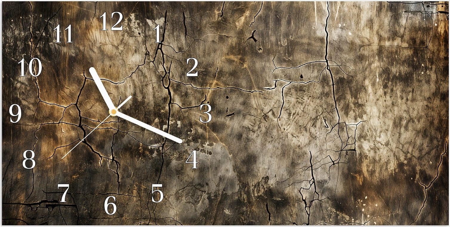 Primedeco Wanduhr aus Glas mit Motiv Abstrakte Verwitterung- 60 x 30 cm - inkl. Aufhängesystem