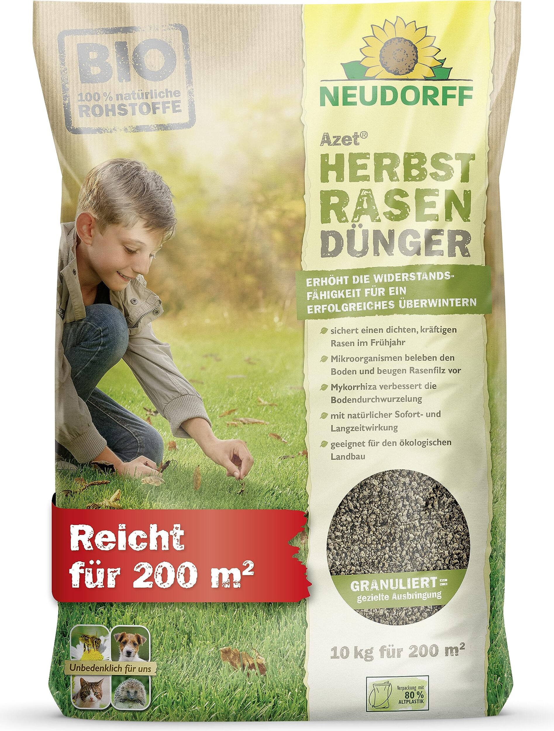 Stickstoffdnger Rasen Kuders Sptsommer- Und Herbstrasendnger 2,6 Kg  (B-Ware)  Mit Unkrautvernichter, Langzeitwirkung