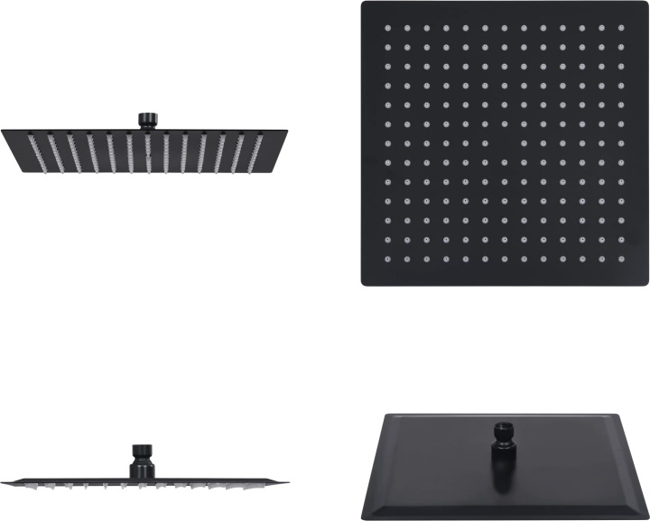 vidaXL Regenbrause Edelstahl 25x25 cm Quadrat Schwarz - Duschkopf - Duschköpfe - Regenduschkopf - Regenduschköpfe HL147696