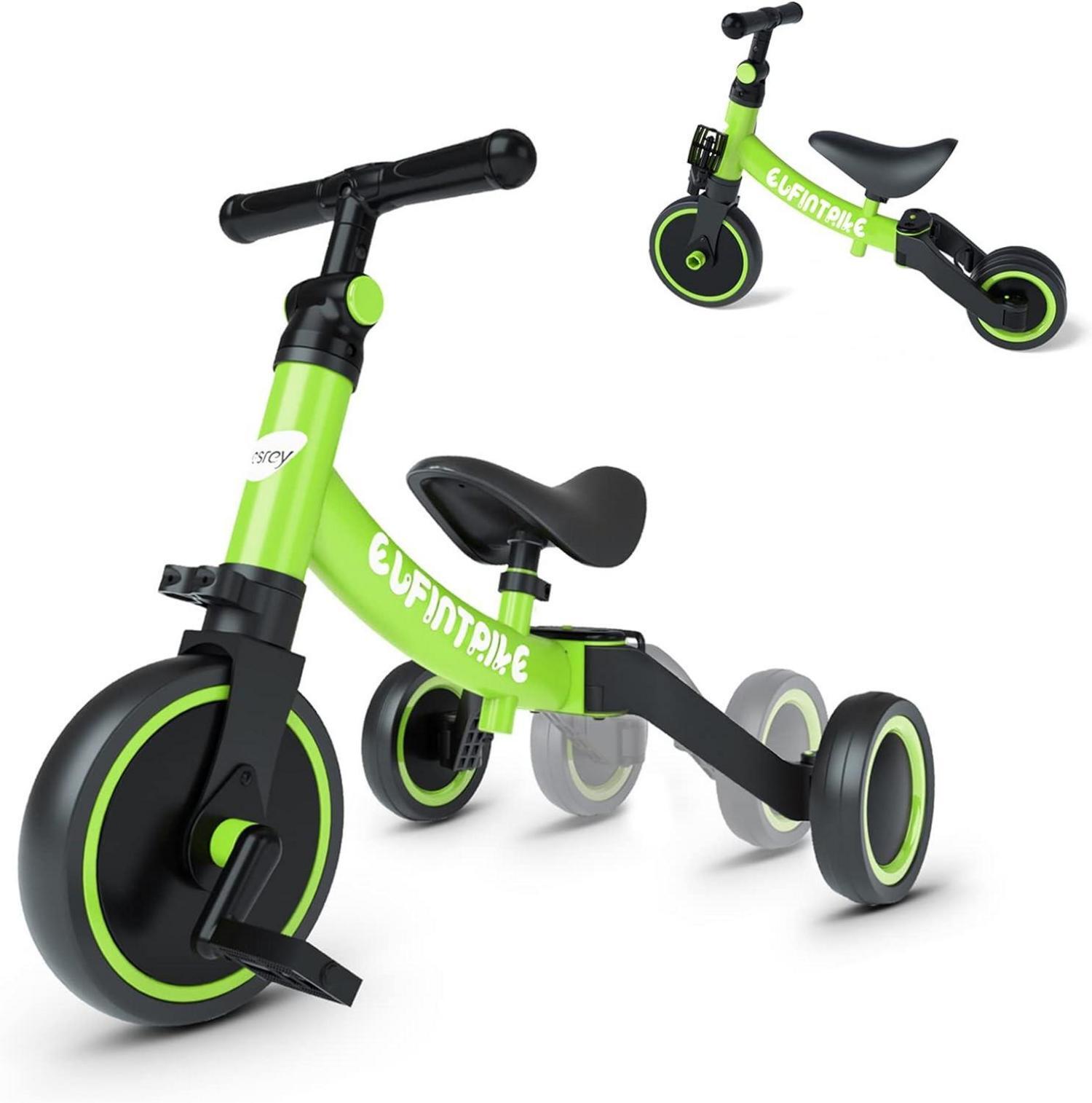 Sonstige besrey 5-in-1 Kinder Laufrad Dreirad Lauffahrrad Grün 1-4 Jahre - Sicher Robust Verstellbar