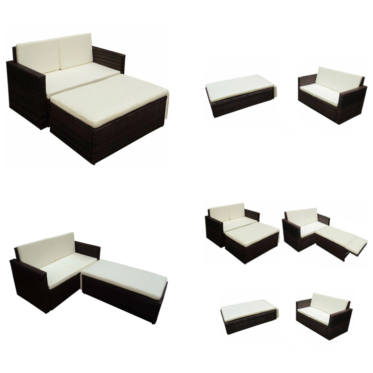 vidaXL 2 ks záhradná sedacia súprava s vankúšmi polyratan hnedá - záhradná sedacia súprava - záhradné sedacie súpravy - vonkajšia sedacia súprava - sedacia súprava terasa