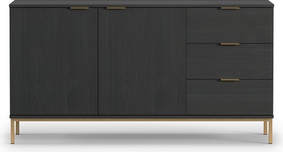 FURMEB Patryk Hojka Furmeb24 - PULA K2D3SZ - Zweitrige Kommode mit Schubladen , gerade Metallbeine , Schwarz-Matt .