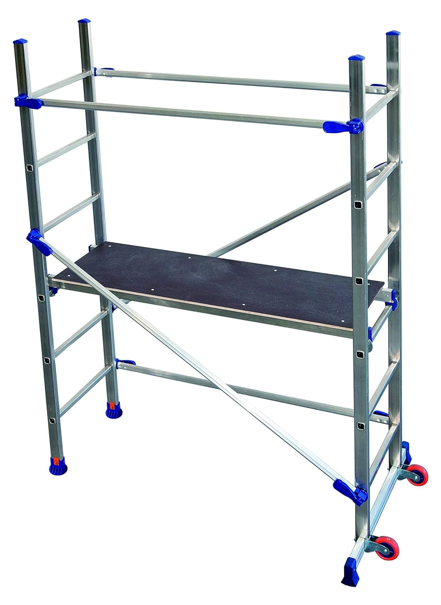 Markenlos Kleines mobiles P6 Aluminium Gerüst für alle Arbeiten im Haus und Zuhause mit einer maximalen Arbeitshöhe von 2,90 m.