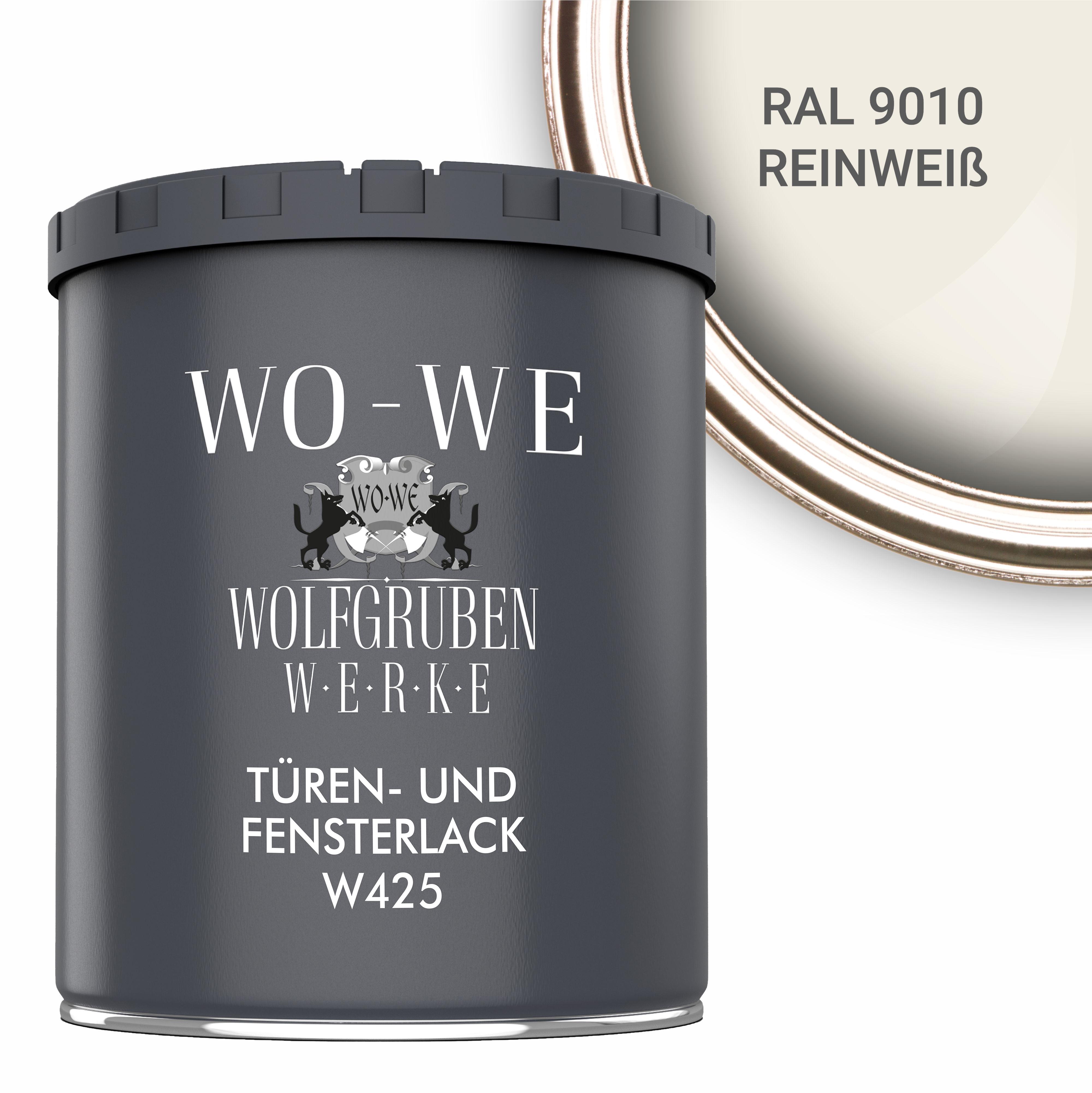 WO-WE Türen und Fensterlack 3in1 Türenlack Klarlack Holzfenster Farbe W425 Weiß - 750ml