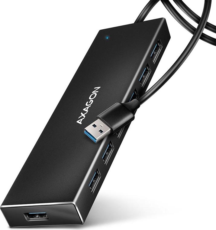 AXAGON Axagon HUE-F7A 7x USB 3.2 Gen 1 ALU FLAT hub micro power IN 1m USB-A USB 3.2 Gen 1 (3.1 Gen 1) Type-A 5000 Mbit/s Black