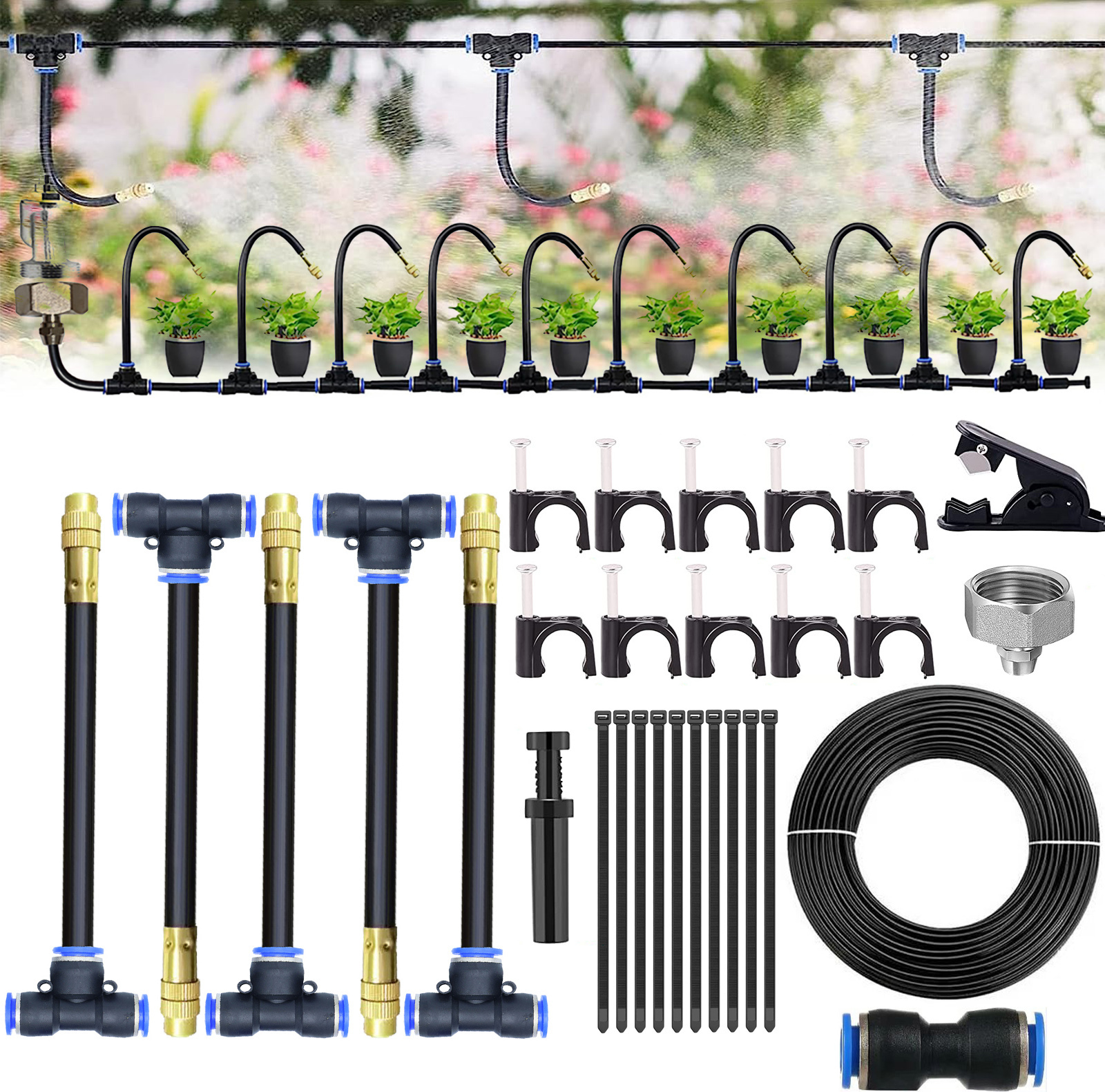 BTTO Bewässerungssystem 10M Bewässerungssets Micro Automatische Bewässerung KIt Gewächshaus, Tröpfchenbewässerung Bewässerungssystem Garten Gewächshaus