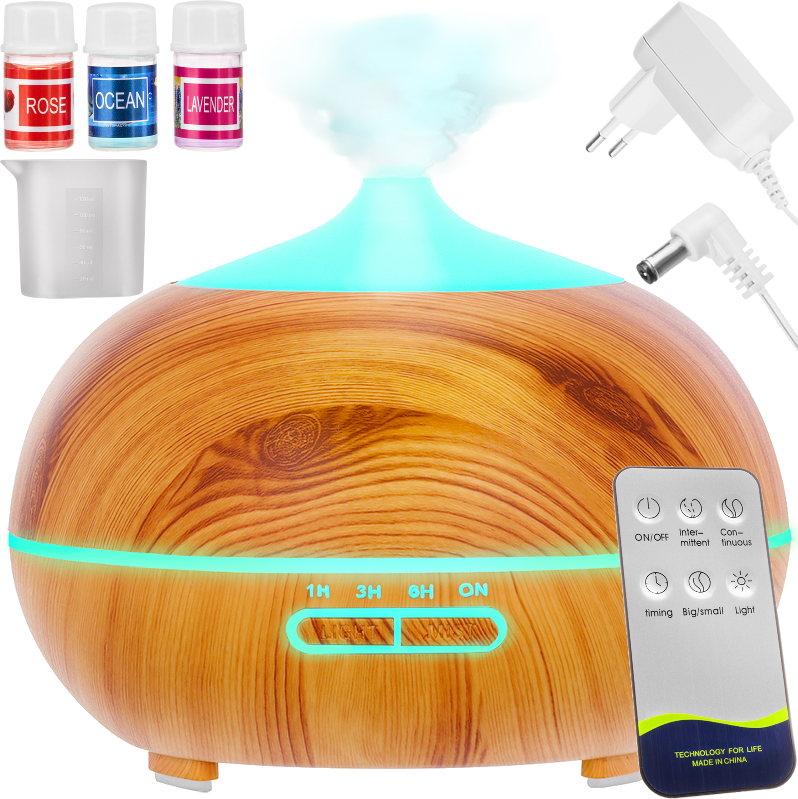 Luftbefeuchter Ionisator Aromadiffusor 3 in 1 Eterische Öle Lavendel Meeresbrise Rosenduft 23510 Hellbraun Ruhhy AM17697