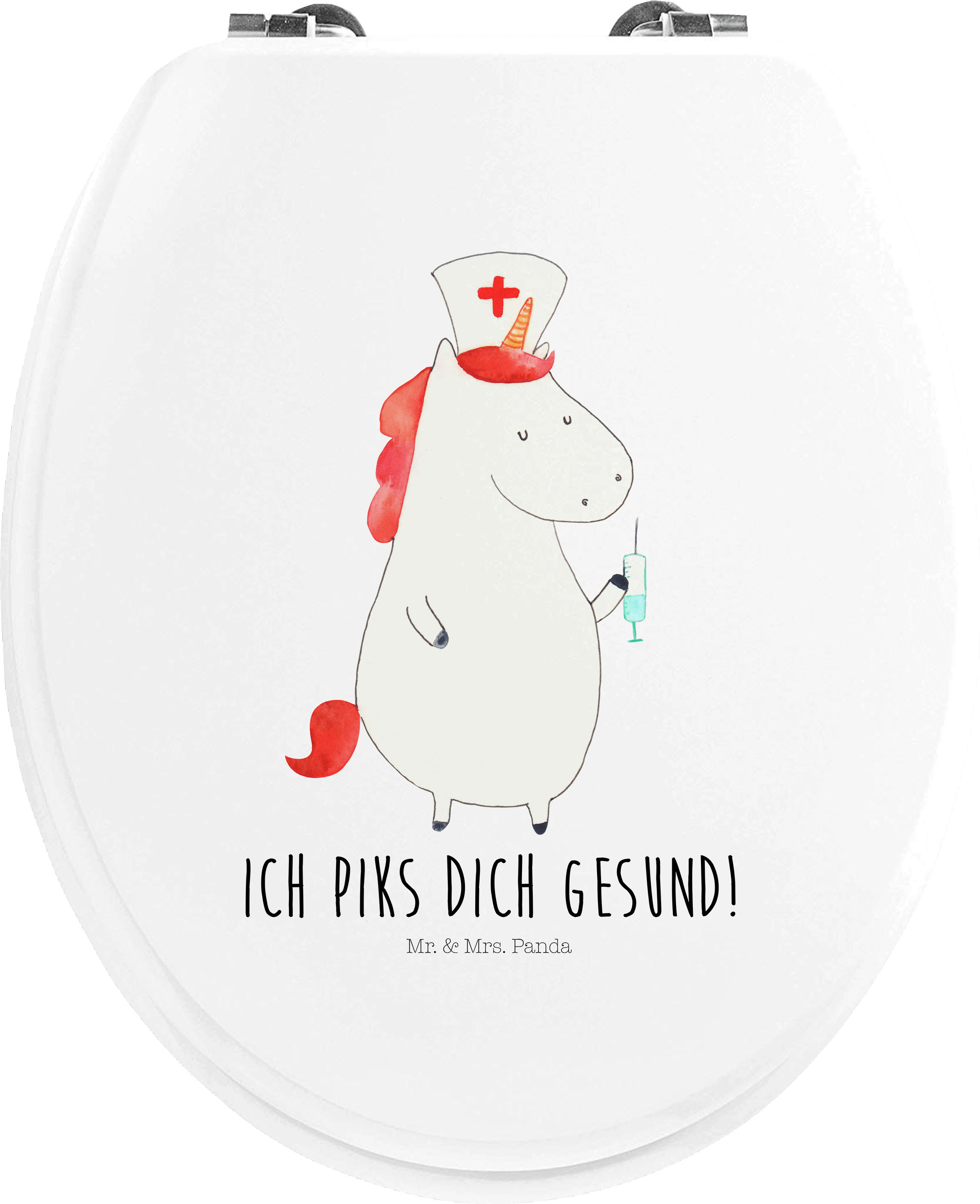 Mr. & Mrs. Panda WC Brille Einhorn Krankenschwester - Weiß - Geschenk, Krankenhaus, Klo-Deckel, Deko, Krankenpflegerin, Ärztin, Krankenpfleger, klo deckel, Sitz PD-1155200-STANDARD