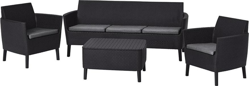 Gartenmöbel Keter Salemo Satz von 3 Sofas und zwei Sesseln Graphit