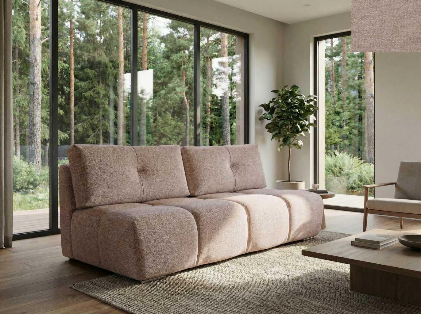 Nordelo Sofas - Nuvolletta elegantes Sofa aus BORG-Stoff 30 Schlaffuktion 150x200 Bettkasten, stabile Metallfüße COUCH-NUVL-BORG-30