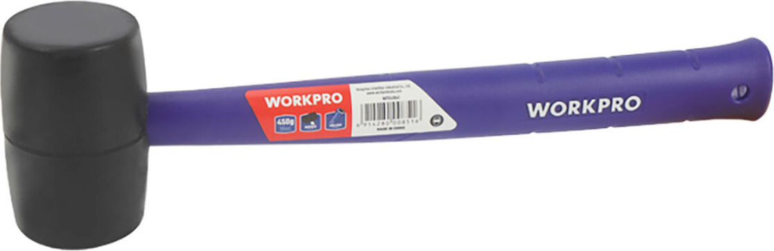 workpro Weißer Gummihammer 450 g mit leichtem PP-Griff, robust und verformungsbeständig