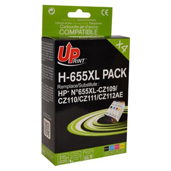 Kompatibilný atrament UPrint s CZ109AE, CZ110AE, CZ111AE, CZ112AE, HP 655, H-655XL PACK, čierny, 550+3x750s, 20+3x12ml