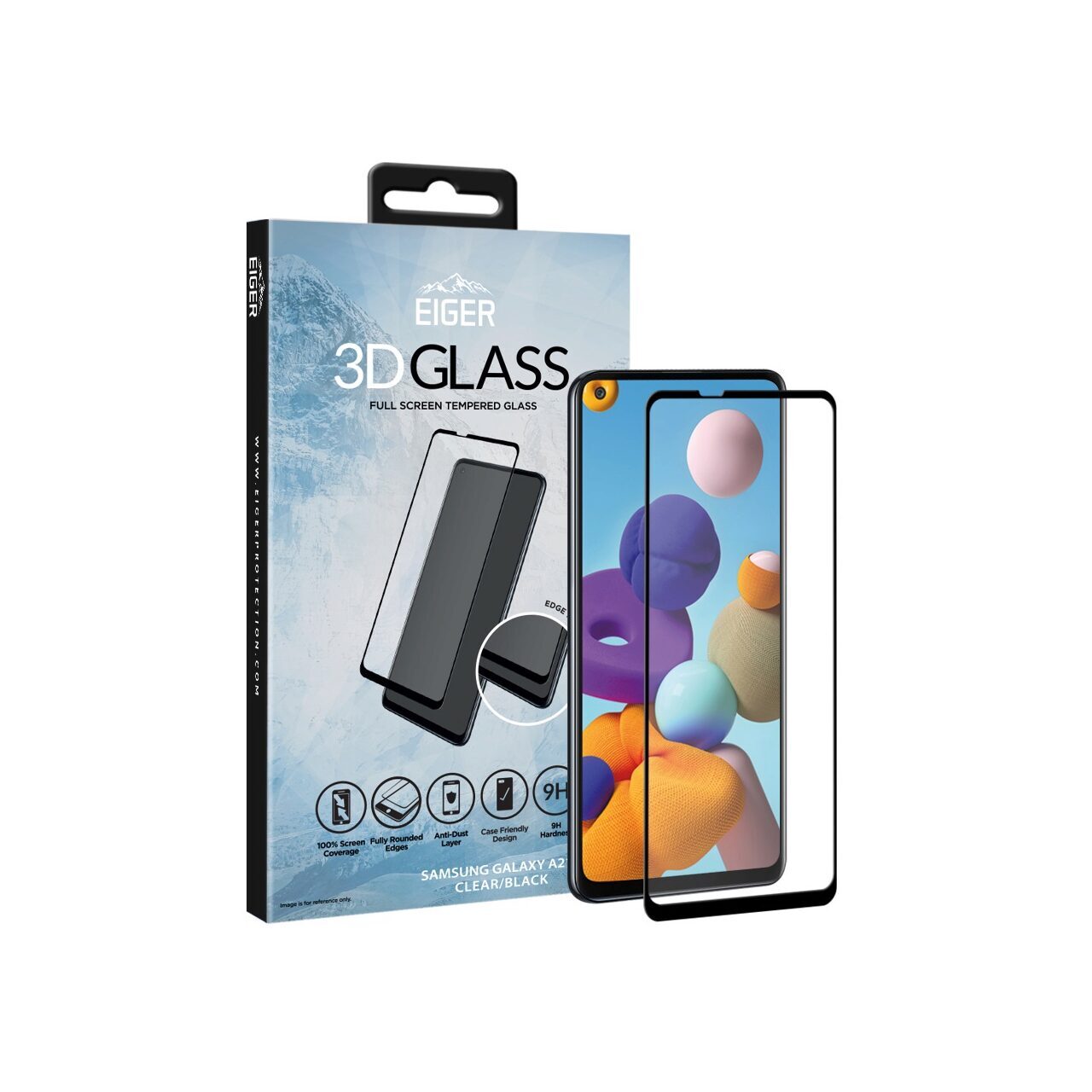 Samsung Galaxy A21s Eiger Glass 3D Edge to Edge Clear Black