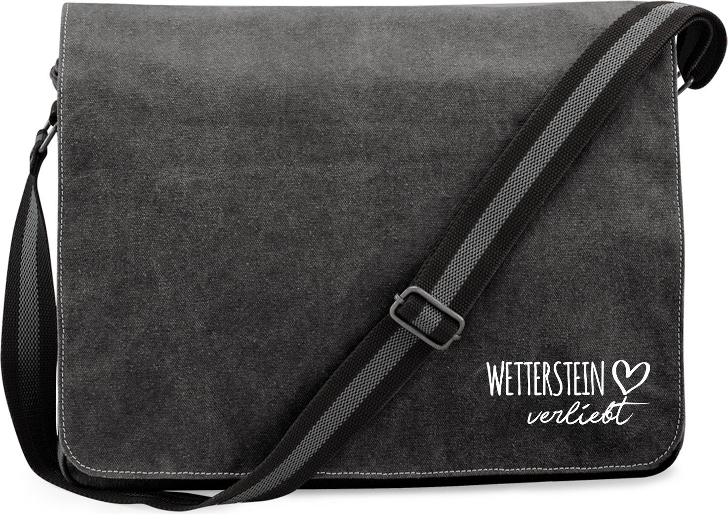 Hellweg Druckerei Huuraa Crossbody Bag Wetterstein verliebt Geschenk 14 Liter Black Canvas Wetterstein Accessoire 5079CUT-VBLA