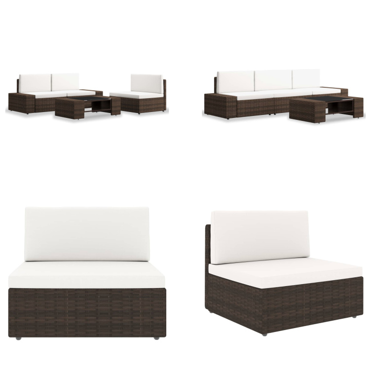 vidaXL 4 ks záhradná sedacia súprava Poly Rattan Brown - Záhradná sedacia súprava - Záhradné sedacie súpravy - Modulárna sedacia súprava - Modulárne sedacie súpravy
