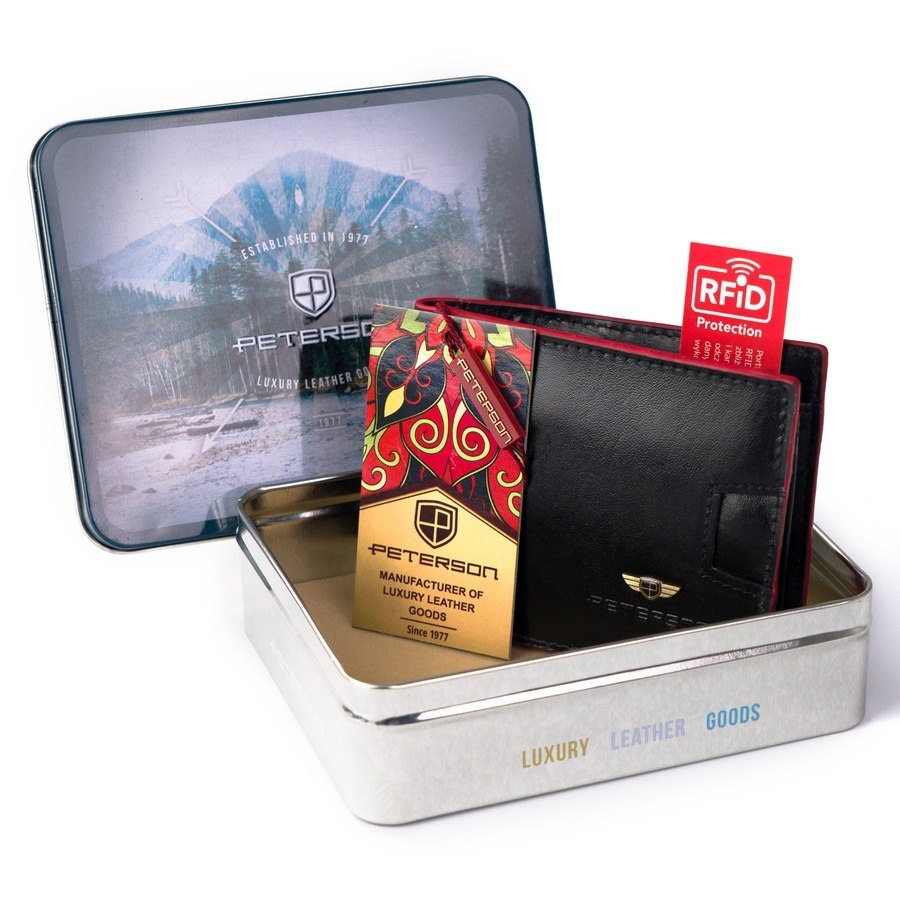 Peterson Herren Geldbörse mit roten Akzenten