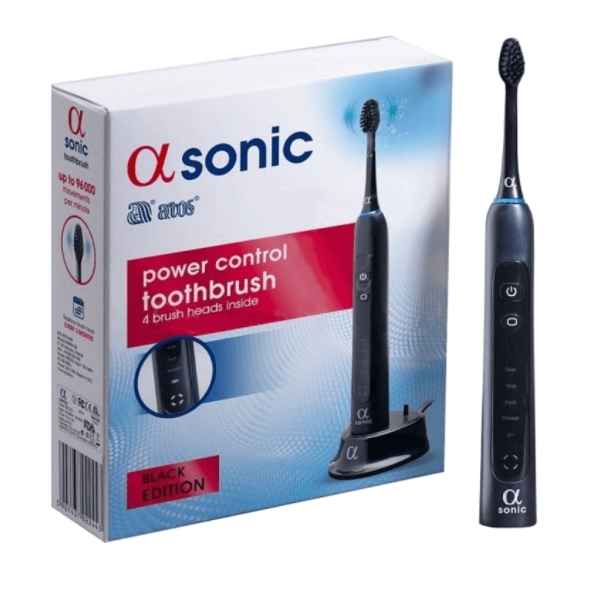 Čierna Sonicová Elektrická Zahnutá Kefka s Ultrazvukom - 1 kus