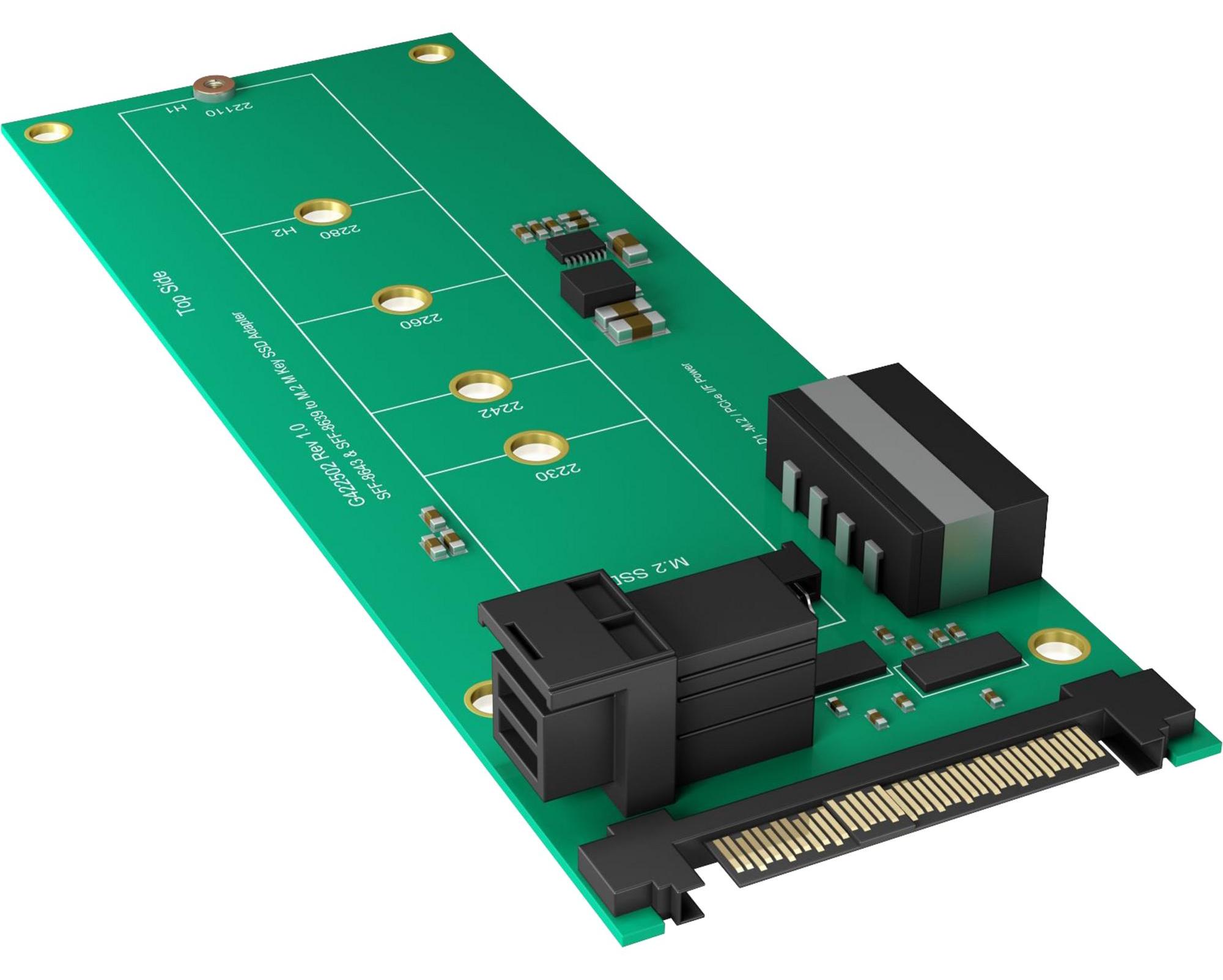 Icy Box 60128 ICY BOX IB-M2B02 Konverter Platine | für M.2 SSD zu U.2 oder Mini SAS HD Host