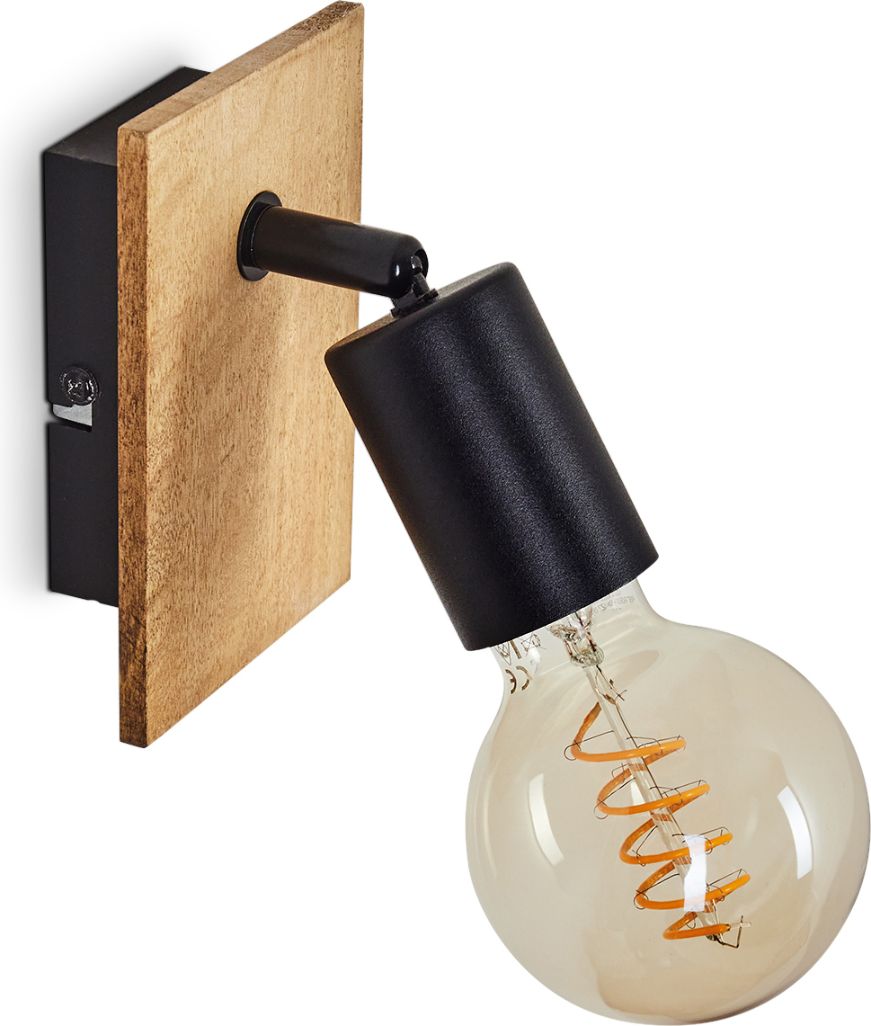 hofstein Agnino »Agnino« Wandlampe aus Metall/Holz in Schwarz/Natur H3544778