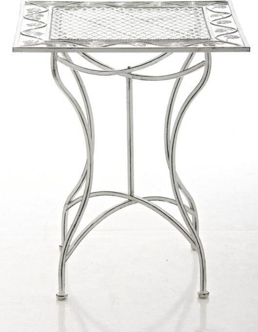 CLP Asina Tisch aus Eisen, antik weiß, mit dekorativen Verzierungen, 72 cm hoch, 60x60 cm