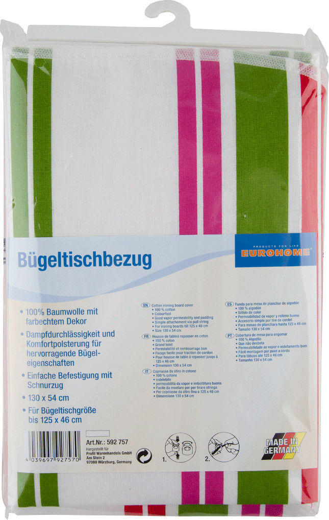 Bügelbrett-Bezug aus Baumwolle 130x54 cm EUROHOME® 592757