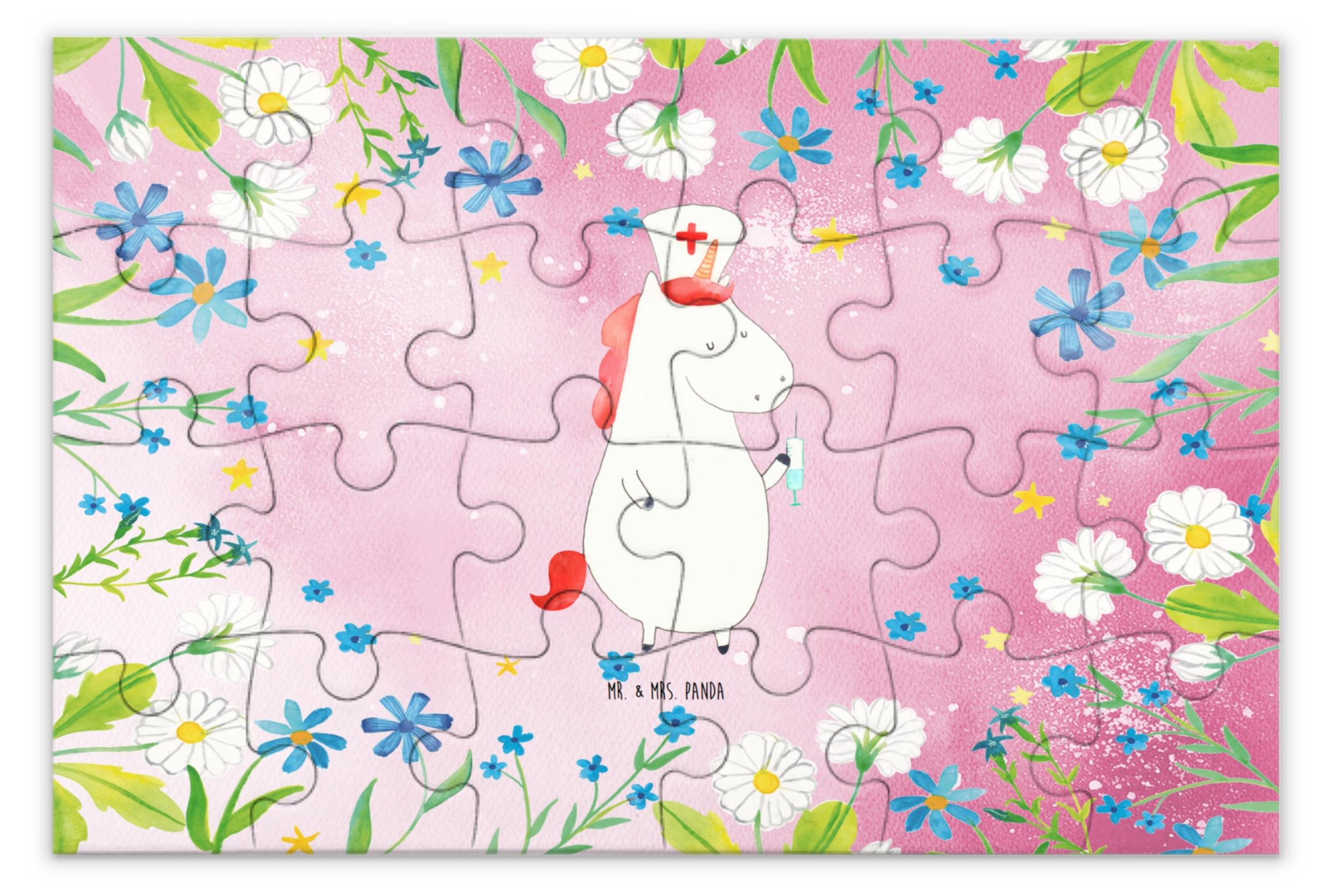 Mr. & Mrs. Panda Puzzle Einhorn Krankenschwester 24 Teile - Rot Pastell - Geschenk, Legespiel, 1000, Krankenpfleger, 500, Krankenpflegerin, 2000, Krankenhaus, Ärztin PD-1863796-STANDARD