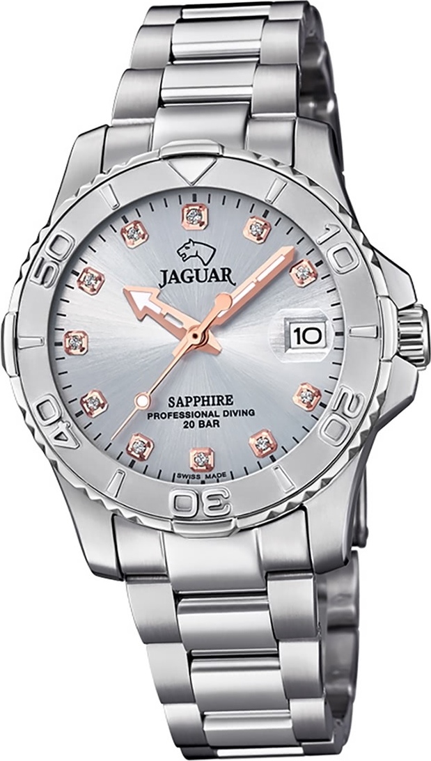 Jaguar z nehrdzavejúcej ocele Dámske analógové módne strieborné hodinky Cosmopolitan D2UJ870/2