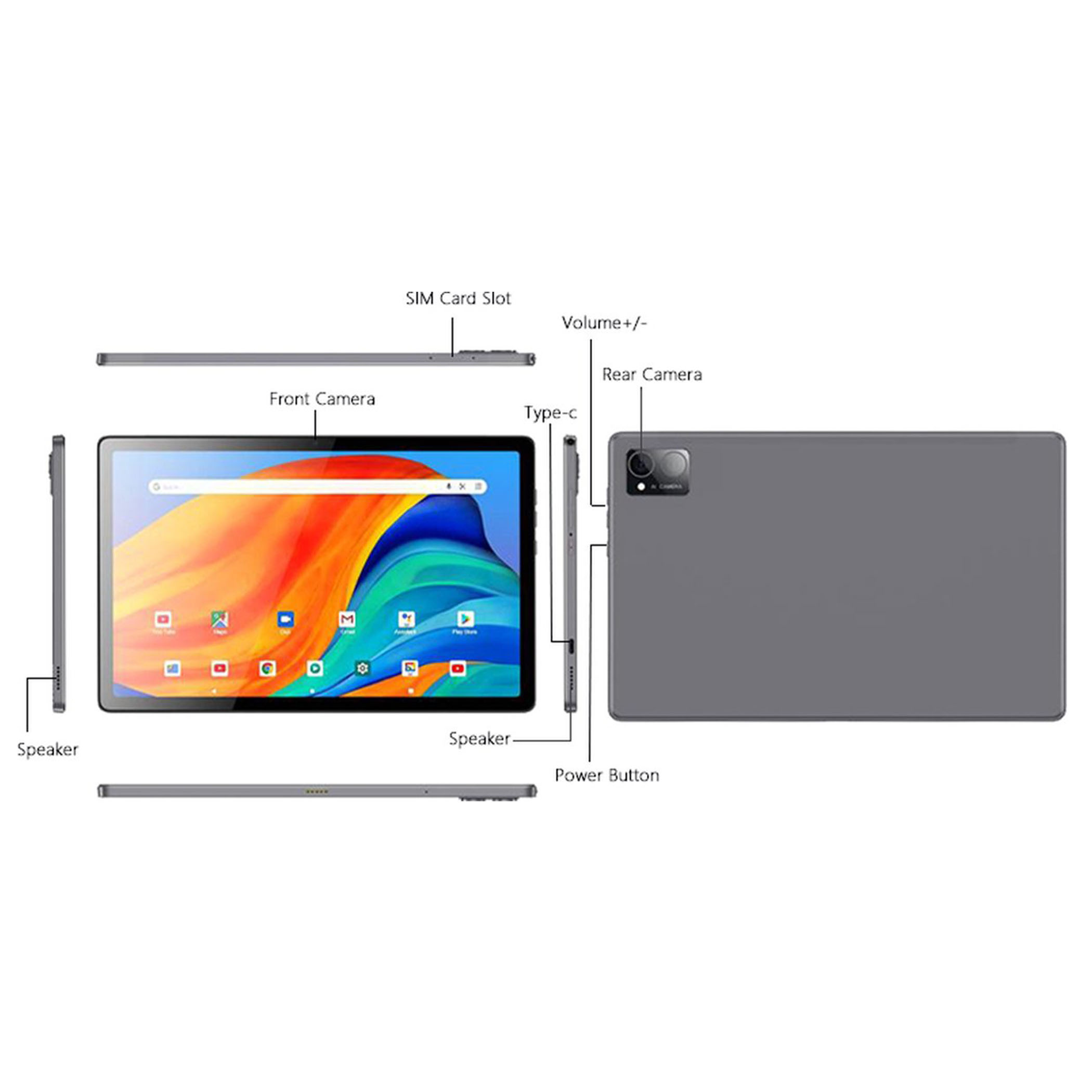 Lipa Apollo II Android Tablet 10,4" -128 GB – 6 GB RAM - Plus Hülle –Handy-tablet -SIM-kartensteckplatz - Android 12 – 2K Auflösung – 128 GB Speicher