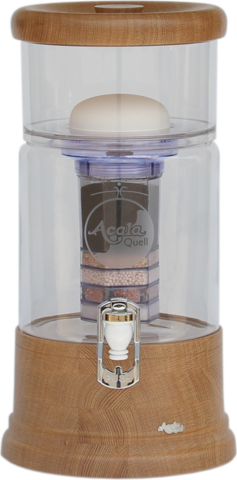 AcalaQuell® Mini Echtholz Eiche rund mit klarem Kristall Glas