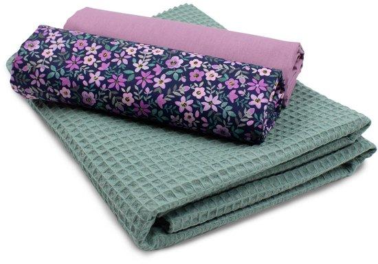 OEM Kleurgecoördineerde 100% katoenen wafelstof Set 48 marineblauw - paars Tex Standard 100 2026