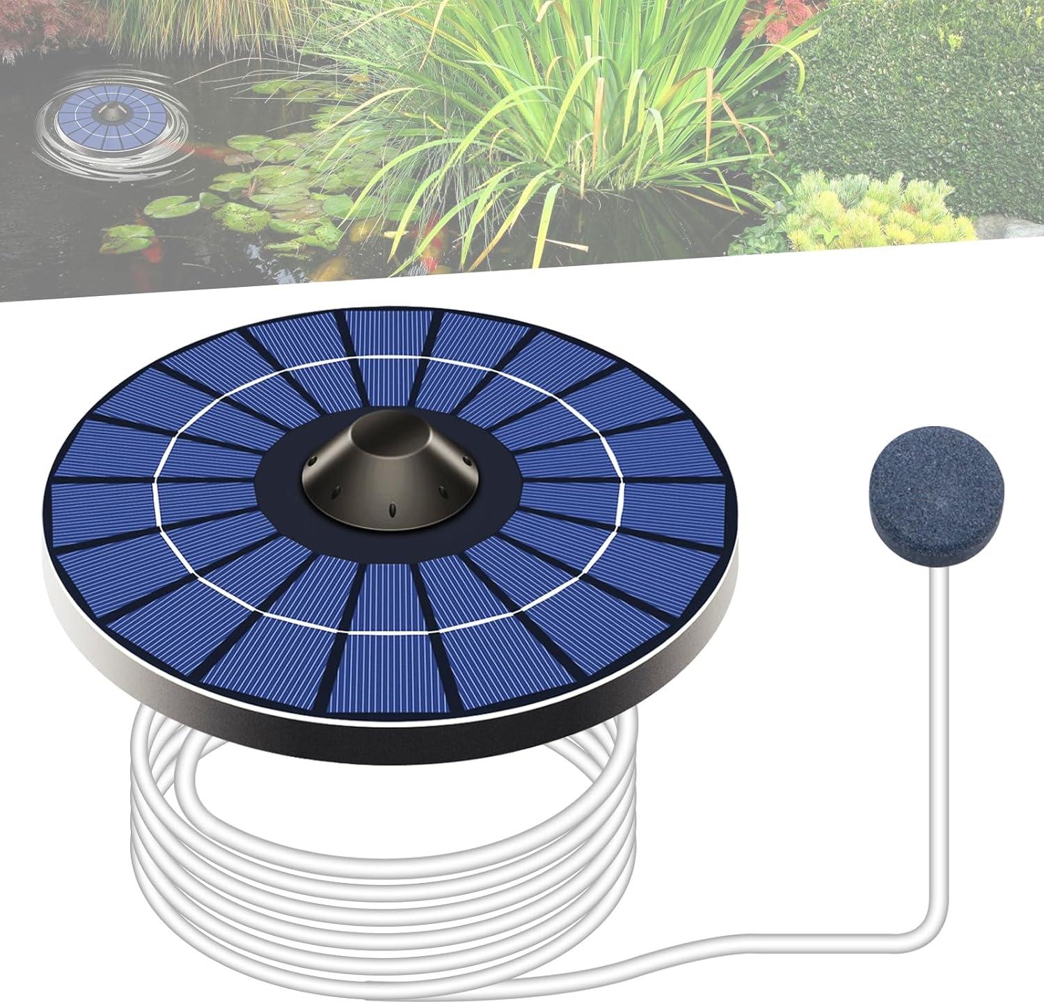 All Curmp Solar Sauerstoffpumpe, Solar Luftpumpe, f¹r Aquarium, Sauerstoffanreicherung, Solar Teichbel¹fter mit Luftsprudelstein und Sauerstoffschlauch, Sauerstoffpumpe, f¹r Gartenteiche,