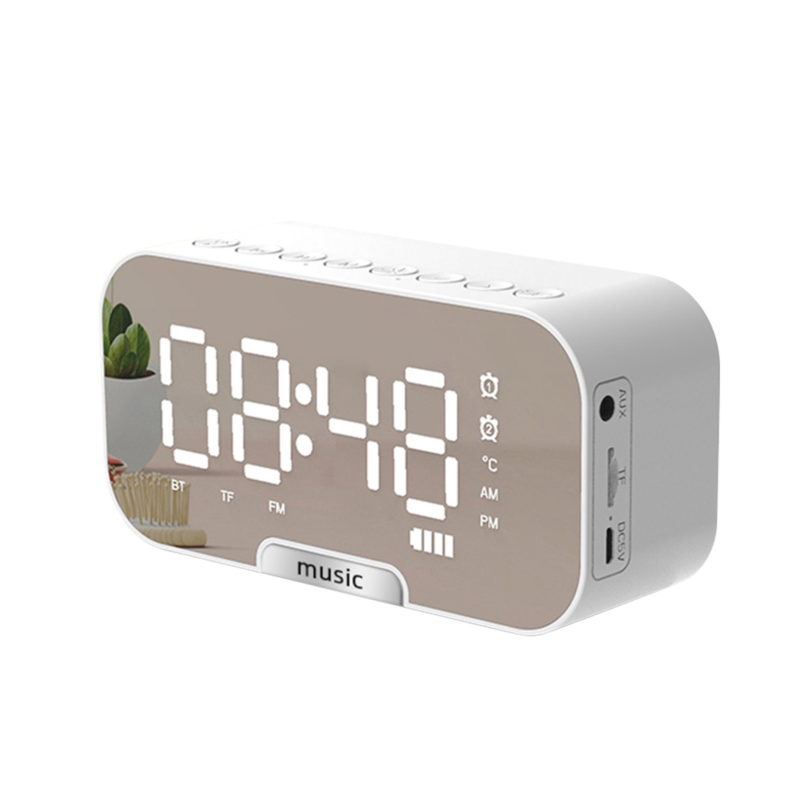 Digital Wecker Alarm Alarmwecker LED Nachtlicht Thermometer Weckzeiten Spiegel 