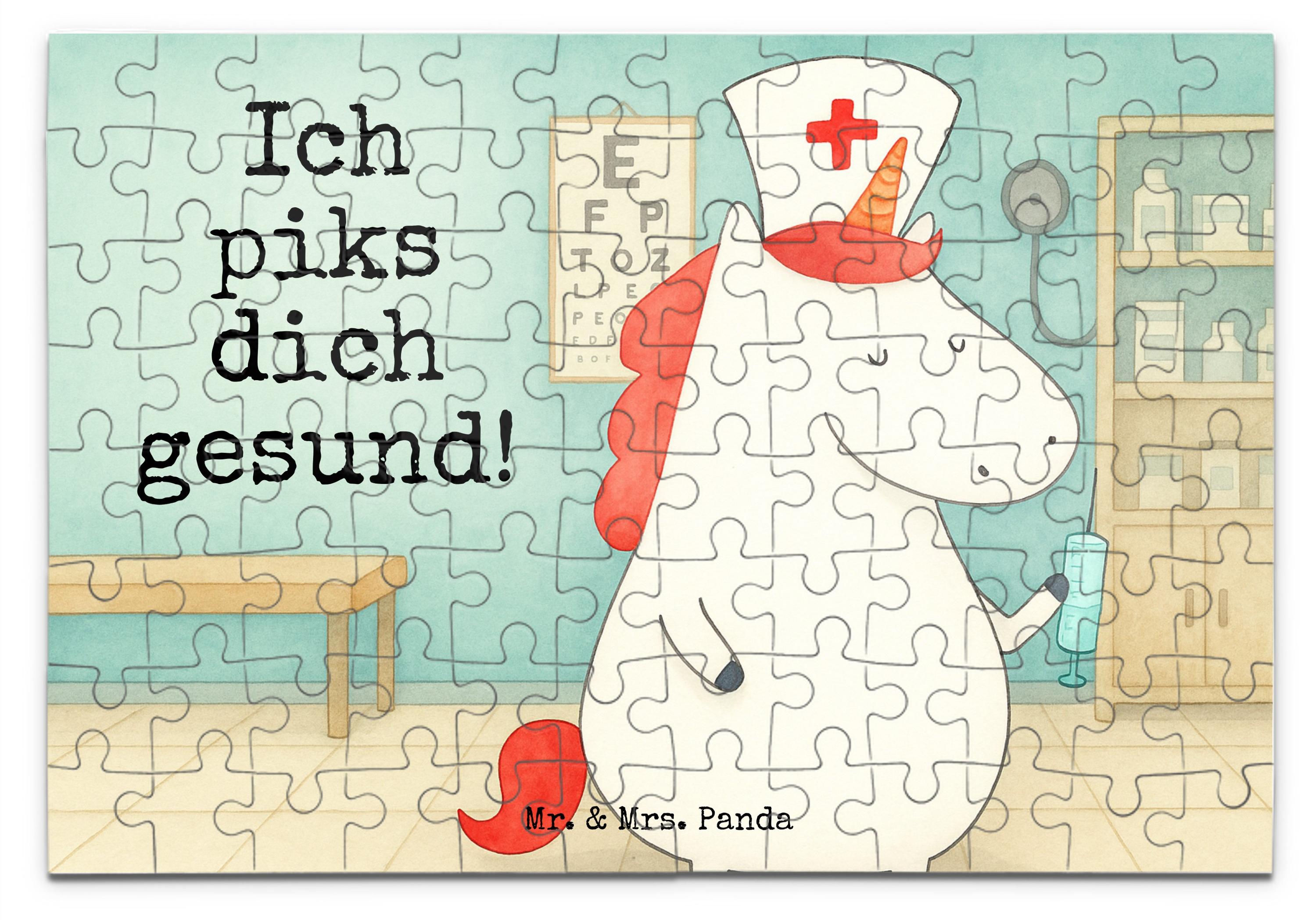 Mr. & Mrs. Panda Puzzle Einhorn Krankenschwester Design 96 Teile - Weiß - Geschenk, Krankenpfleger, Geduldspiel, 1000, Krankenpflegerin, 2000, Krankenhaus, 500, Unicorn PD-1910908-STANDARD