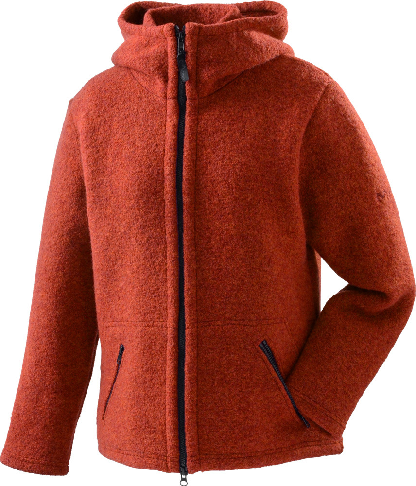 Mufflon Mu-Jula W300 Kapuzenjacke aus 100% Schurwolle mit festsitzender Kapuze und 2-Wege-Reißverschluss terra Größe M ml-32174-47-M
