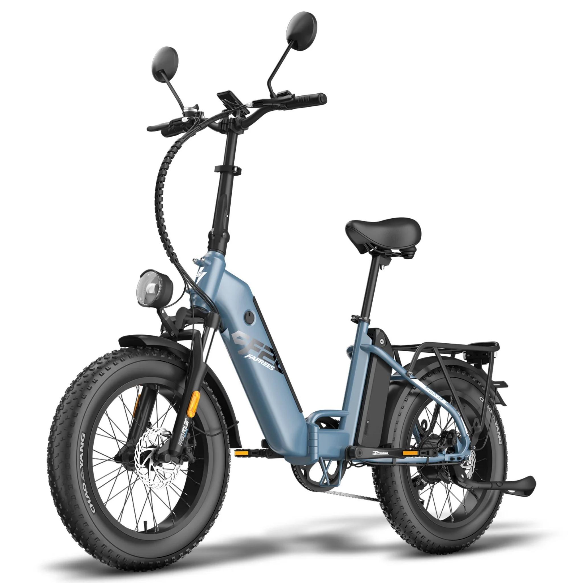 FAFREES FF20 Polar E-Bike – 48 V, batéria 2x13,4 Ah, 20-palcové pneumatiky, mechanické kotúčové brzdy – šedo-modrá farba