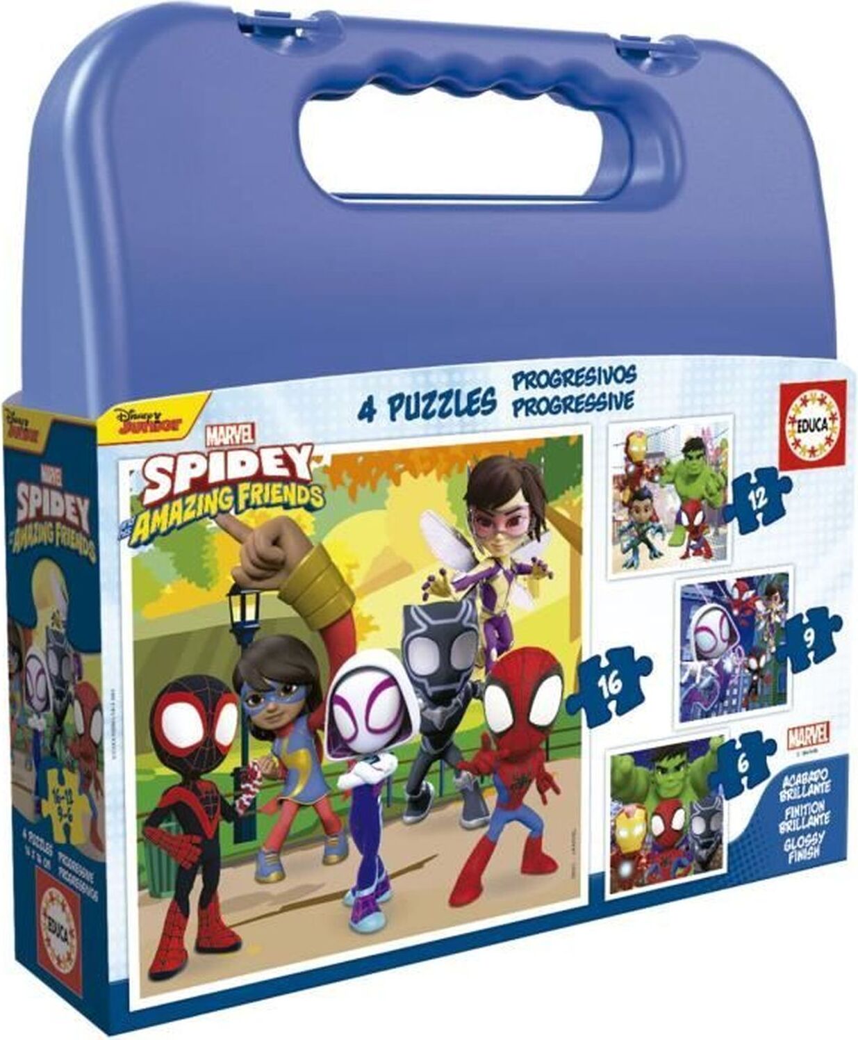 Educa - Spidey Suitcase - Set mit 4 progressiven Kinderpuzzles von 6 bis 16 Teilen. Ungefhre Gre: 16 x 16 cm. +3 Jahre (19580) EDUCA 63919580-UNIT