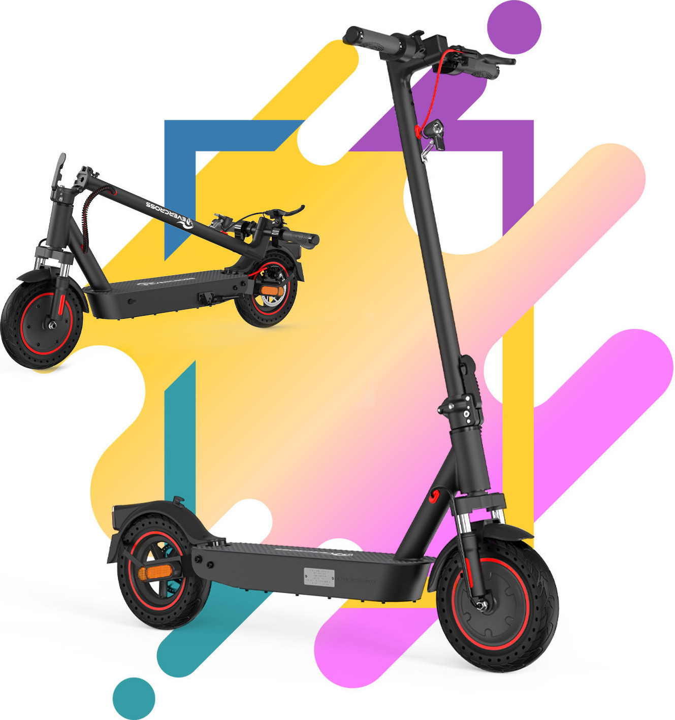EVERCROSS TECH E Scooter mit Straßenzulassung 30-35km Reichweite 10Zoll Reifen Elektroroller
