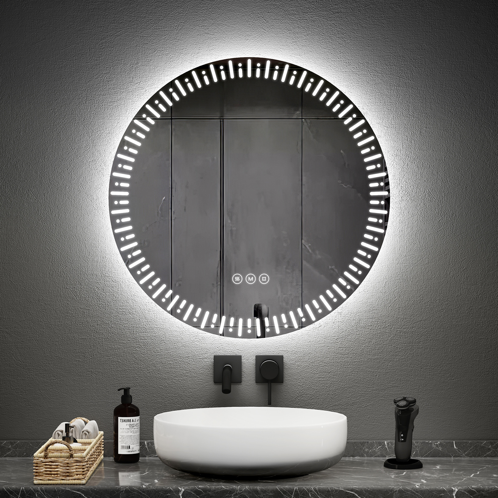 EMKE Specchio da bagno a LED con luce 120x60cm