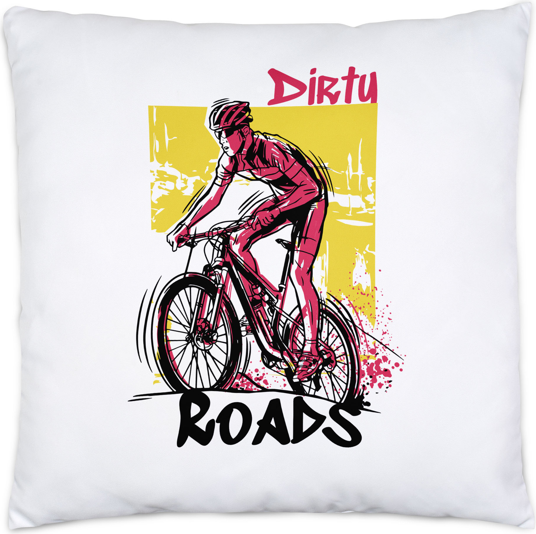 Hey!Print Dirty Roads Kissen Fahrrad Motiv für Sportbegeisterte und Hobby Radfahrer Fahrradfahrer Fahrradfahrerin HP-1209-K