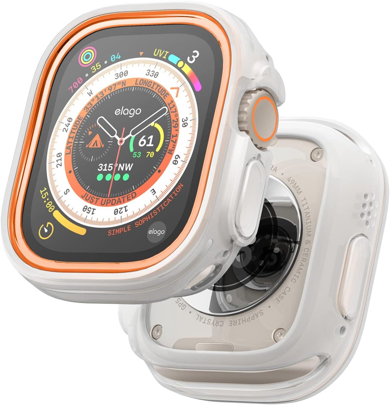 Puzdro Elago Duo pre Apple Watch Ultra TPU: priehľadné / PC: oranžové + čierne