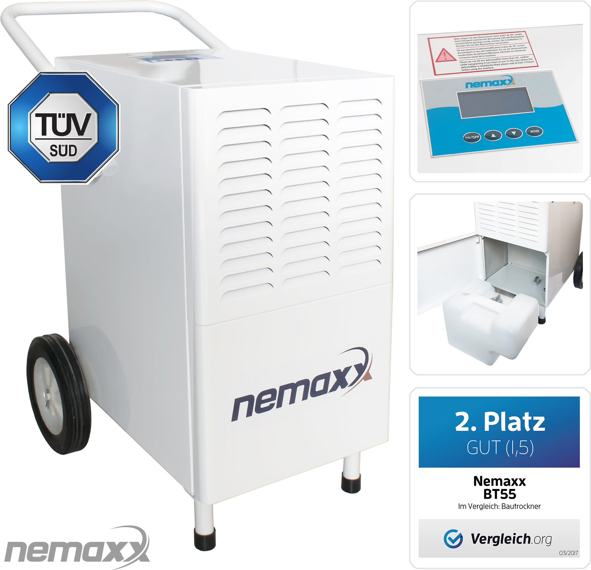 Nemaxx BT55 Bautrockner Kondenstrockner Luftentfeuchter Raumentfeuchter Entfeuchter Trockner (max. 55l/Tag) 1500