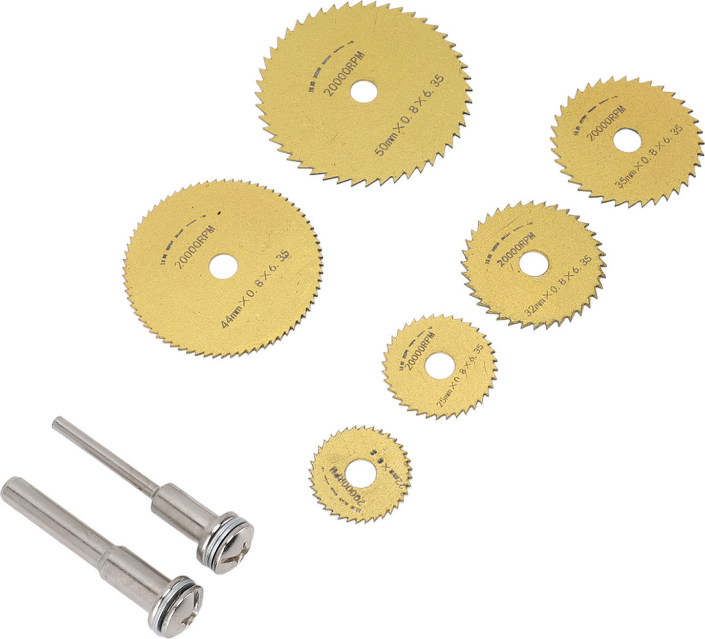 Cocosity 8Pcs High Speed Steel Cutting Disc Set Mini Ultra Thin Incisive HSS Saw Blade für Holz Metall Stahl Gold