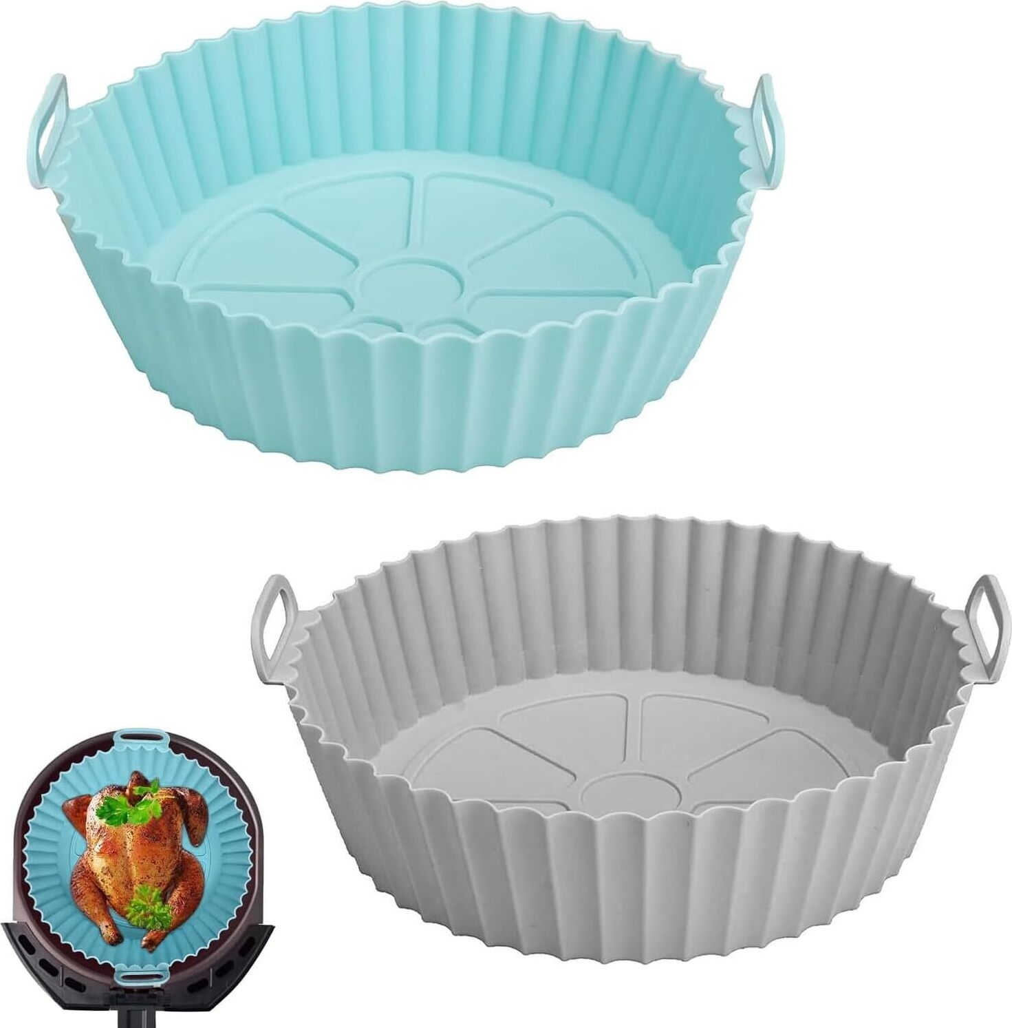 2 Stück Heißluftfritteuse Silikonform - Wiederverwendbares Zubehör Für Quadratische Airfryer