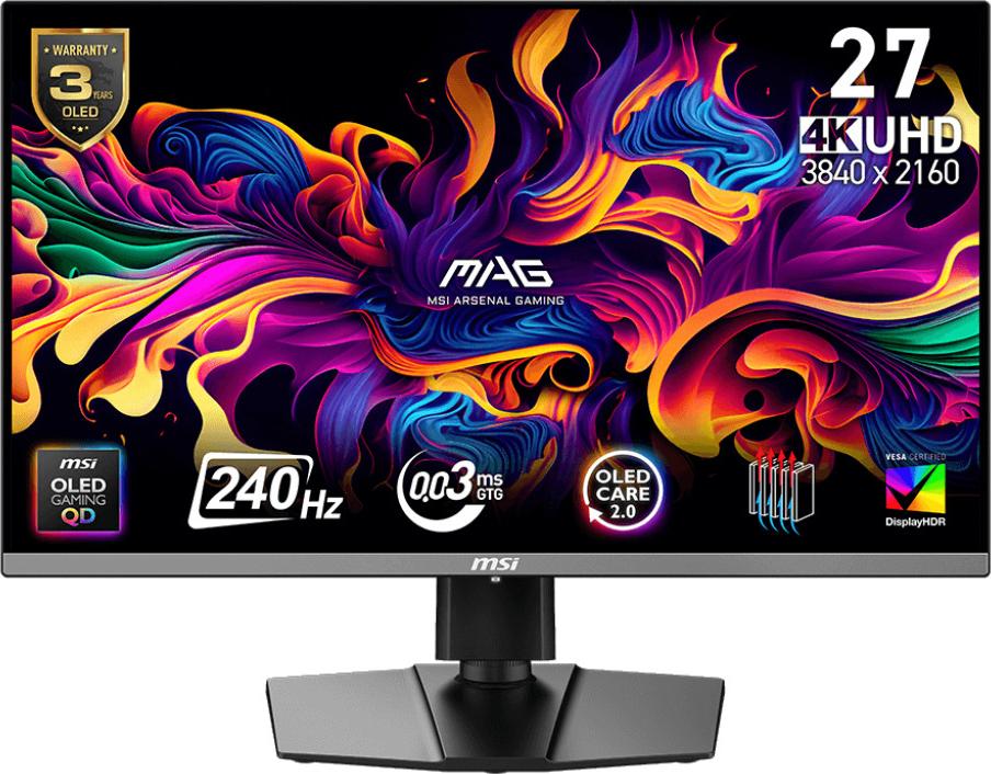 MSI MAG 272UP QD-OLED X24, 67,3 cm (26.5"), 3840 x 2160 px, 4K Ultra HD, QD-OLED, 0,03 ms, Čierna