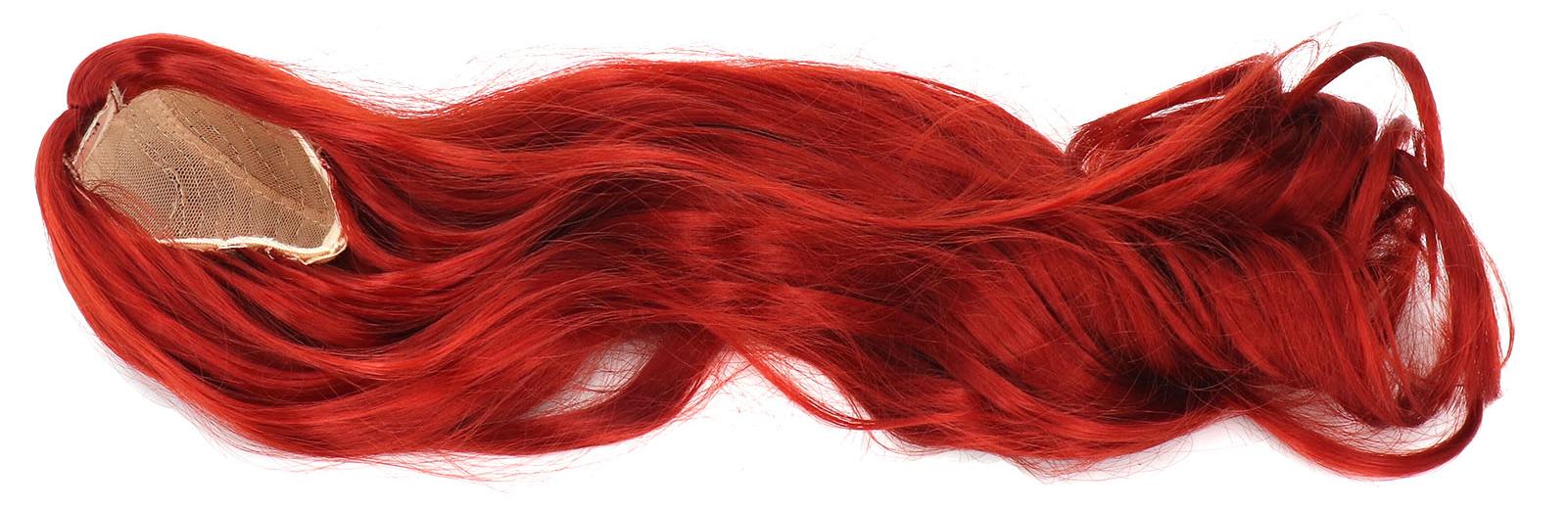 Vislone Lange, lockige Puppenperücke aus weichem Kunsthaar mit Mittelscheitel für Ball-Jointed-Dolls mit 1/3 Kopfumfang, rot K_1218240035811_260320_15438