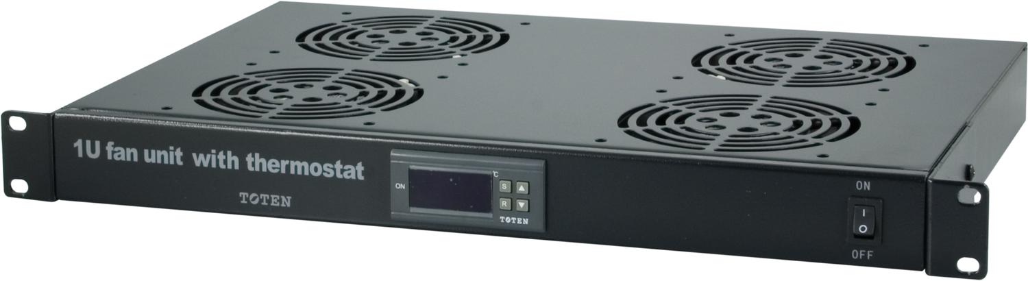 TOTEN, 1U 19" ventilátor so 4 ventilátormi, termostat, 230V