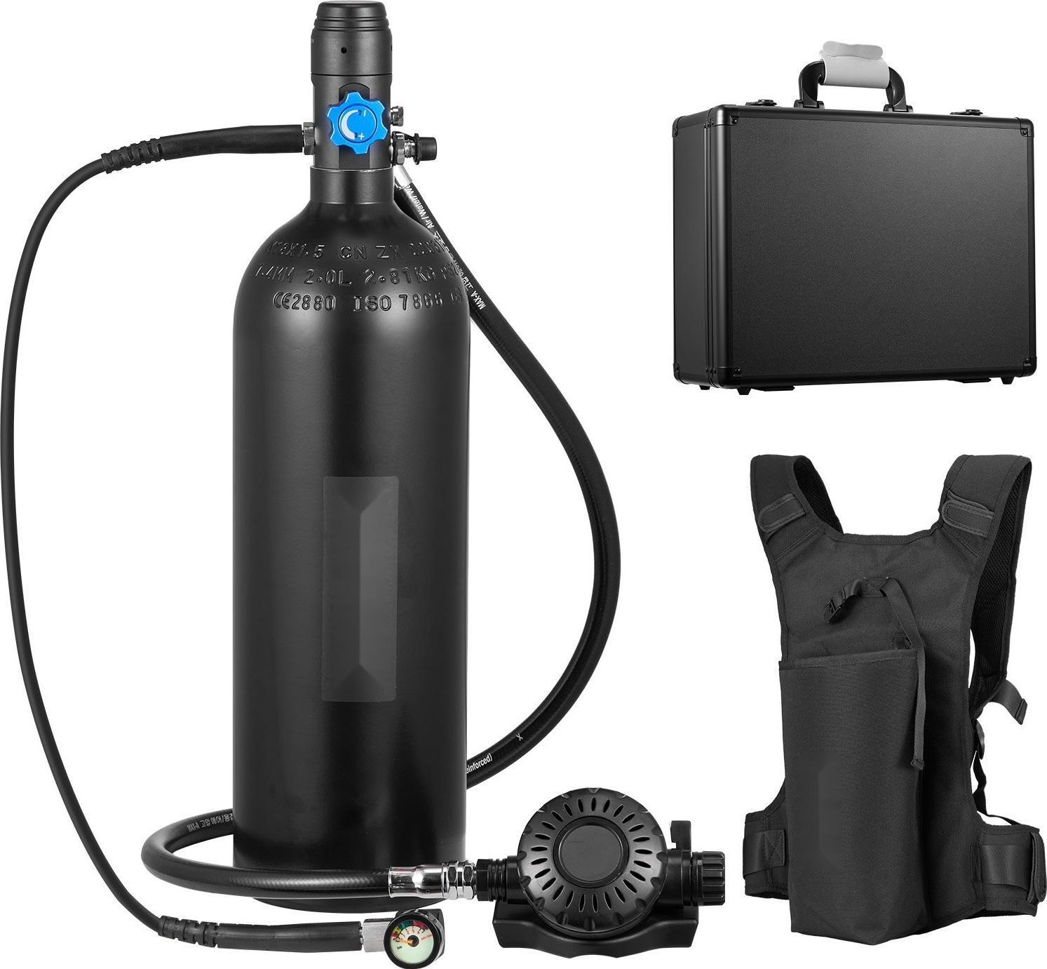 StarTech Mini-Tauchflasche - Tragbare Atemluftflasche 2 l (Sauerstoffflasche) - Wiederbefüllbar - Bis zu 35 Minuten Unterwasseratmung - Mit Rucksack & Tasche QSYQP19L1GYQS6S8N001V0