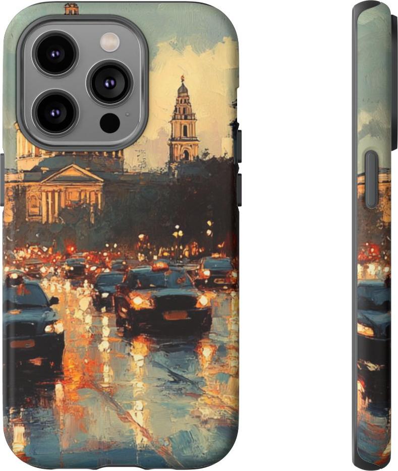 WOYC Stimmungsvolle Abendstimmung mit nasser Straße – Hülle Kompatibel mit iPhone 14 Pro Tgh-mt-ip14pr-12812