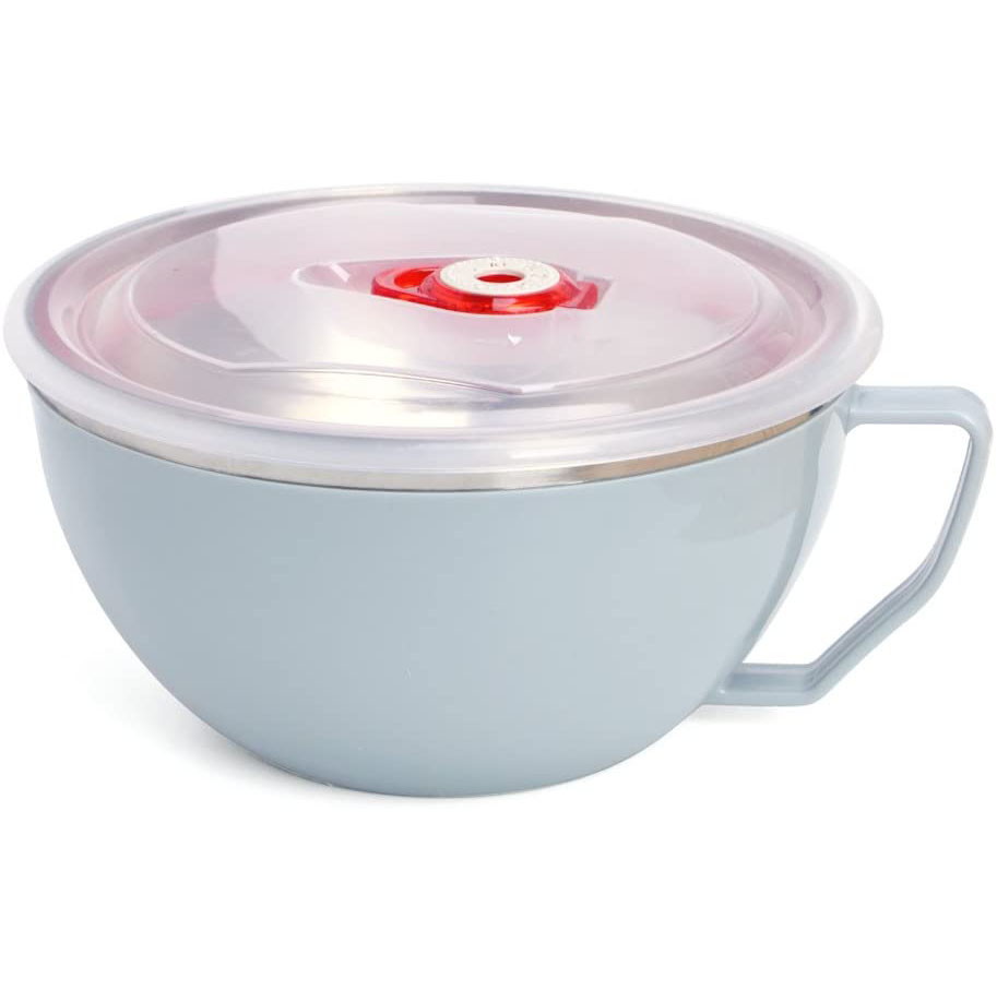 Jormftte Instant-Nudeln Schüssel, die Schüssel für Instant-Nudeln, Doppelt isolierte Edelstahl Schüssel mit Deckel kau-HTTT-03031