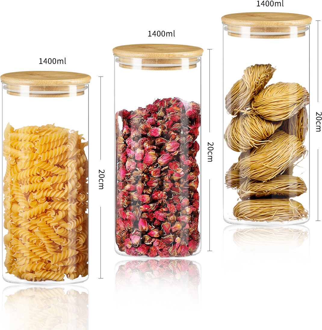 MULISOFT Vorratsgläser mit Deckel,Vorratsgläser 3er Set,Vorratsdosen Glas,Vorratsgläser Küche Lebensmittel Lagerung Behälter,1400ml 1011